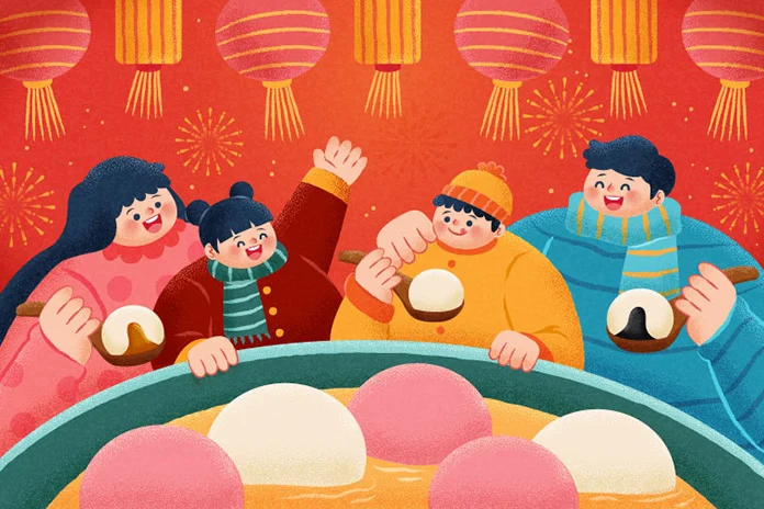 冬至を祝う様子