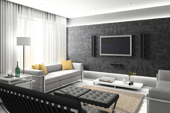 モノトーンのリビング